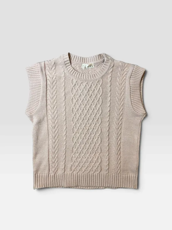 Chaleco tejido rosa sky blue