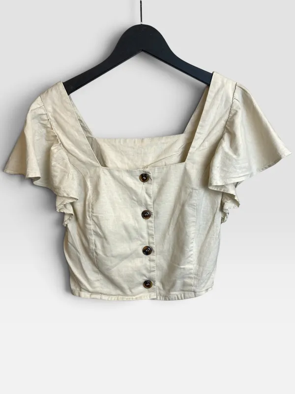Blusa beige volados sin marca