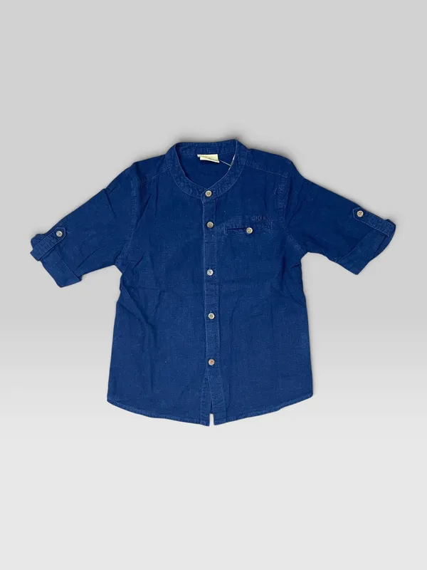 Camisa manga corta cuello mao milon