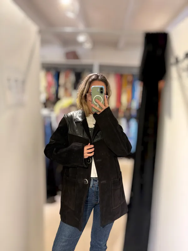 Chaqueta en cuero y gamuza salma
