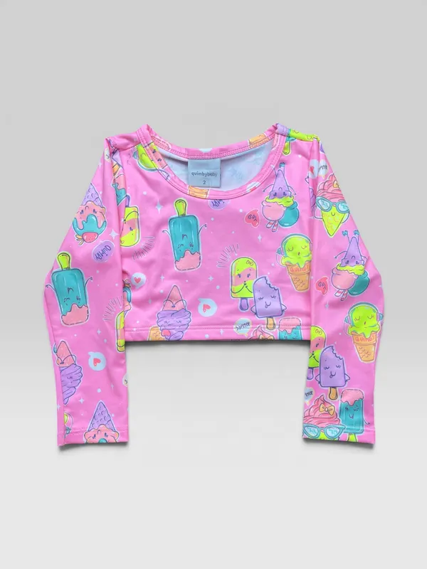 Remera lycra crop estampada quimbybaby