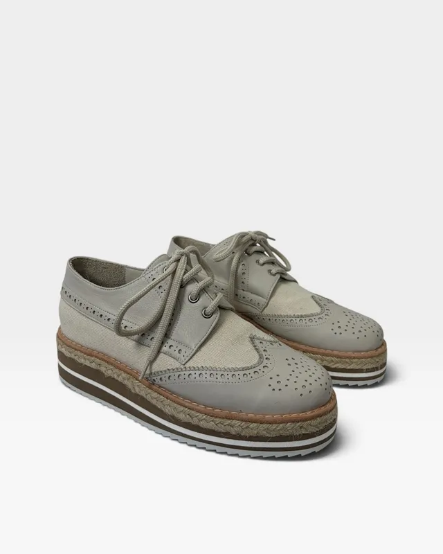 Zapatos acordonados plataforma cuero y textil cappio
