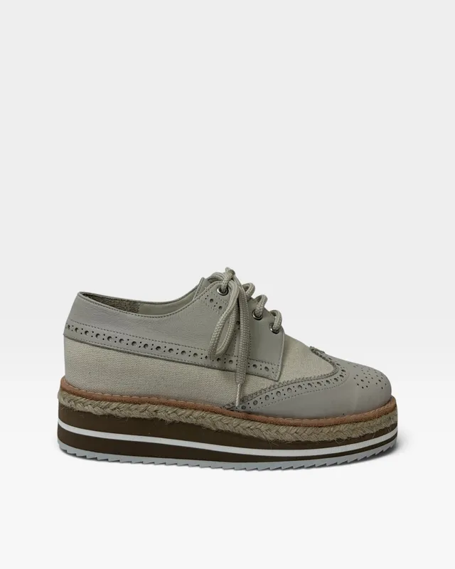 Zapatos acordonados plataforma cuero y textil cappio