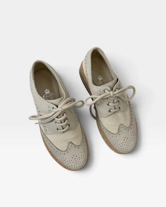 Zapatos acordonados plataforma cuero y textil cappio