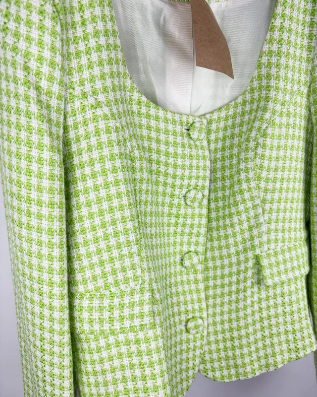 Chaqueta cuadrille verde y blanco zara