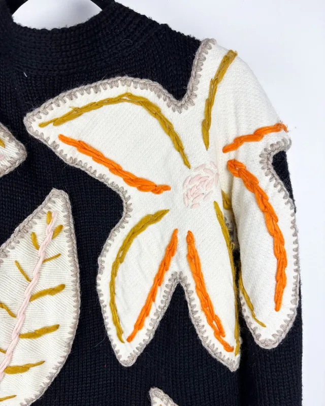 Saco negro con flores antonia