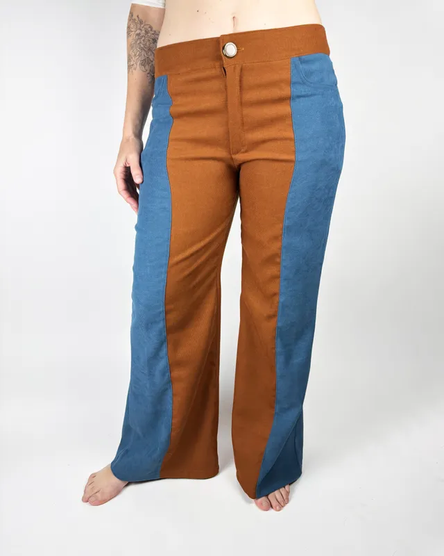 Pantalon de pana marron y azul allegra
