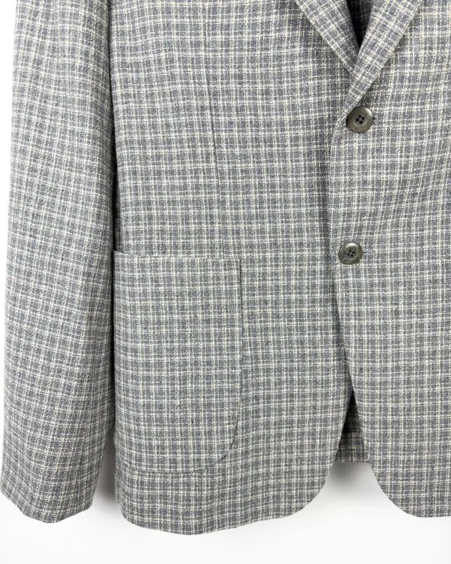 Blazer cuadrille gris y crudo zara