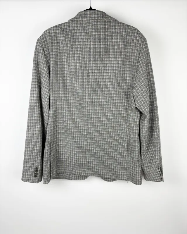 Blazer cuadrille gris y crudo zara