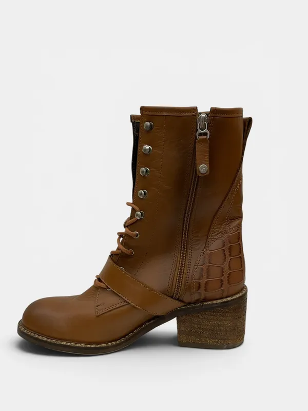 Botas mi libertad cuero acordonadas