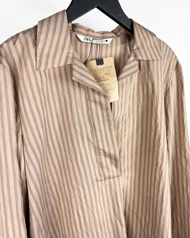Camisa beige zara