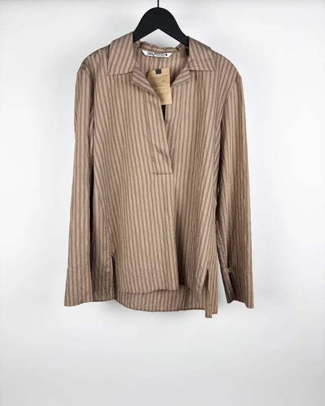 Camisa beige zara