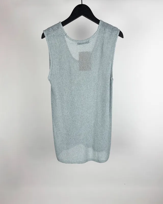 Chaleco tejido celeste zara