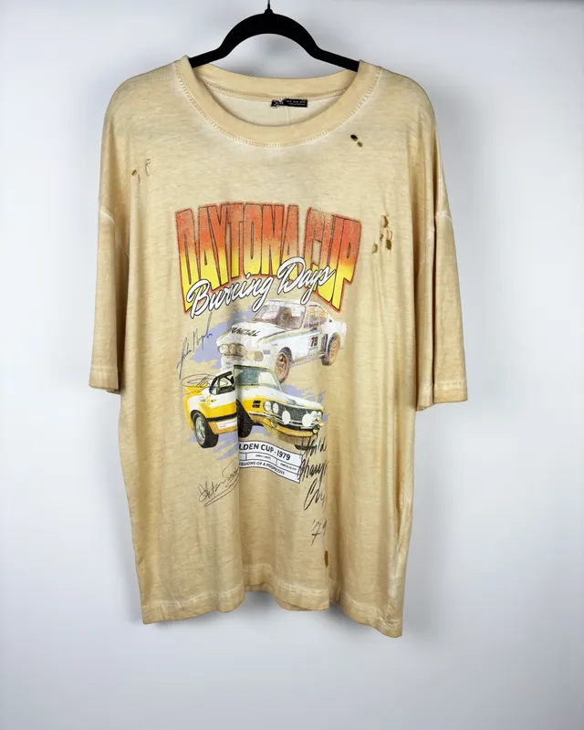 Remera mc amarilla c/estampa zara