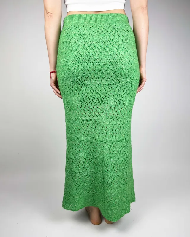 Pollera verde tejida mango