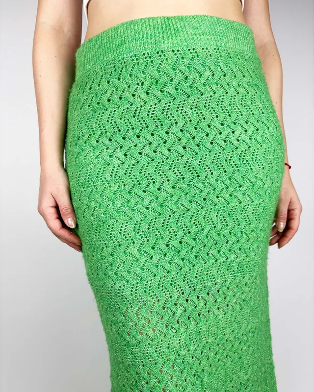 Pollera verde tejida mango