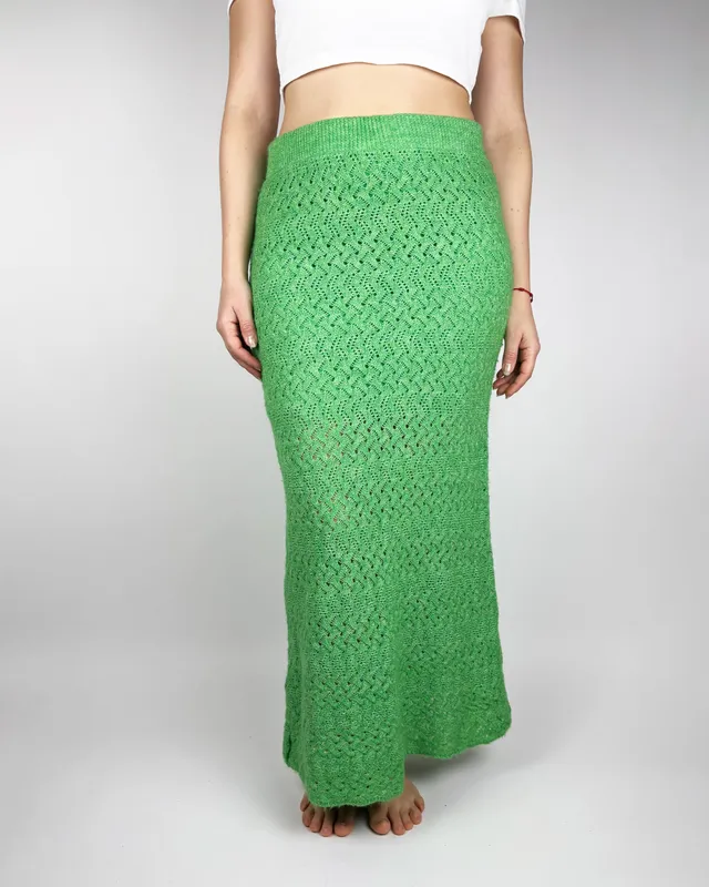 Pollera verde tejida mango