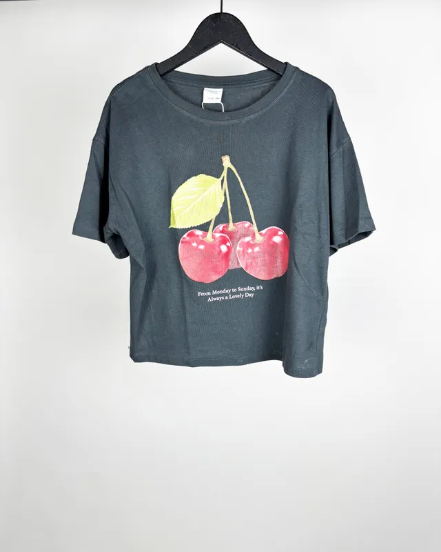 Remera mc gris c/cherrys zara