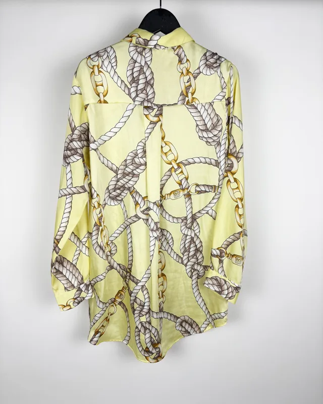 Camisa ml amarilla satinada zara