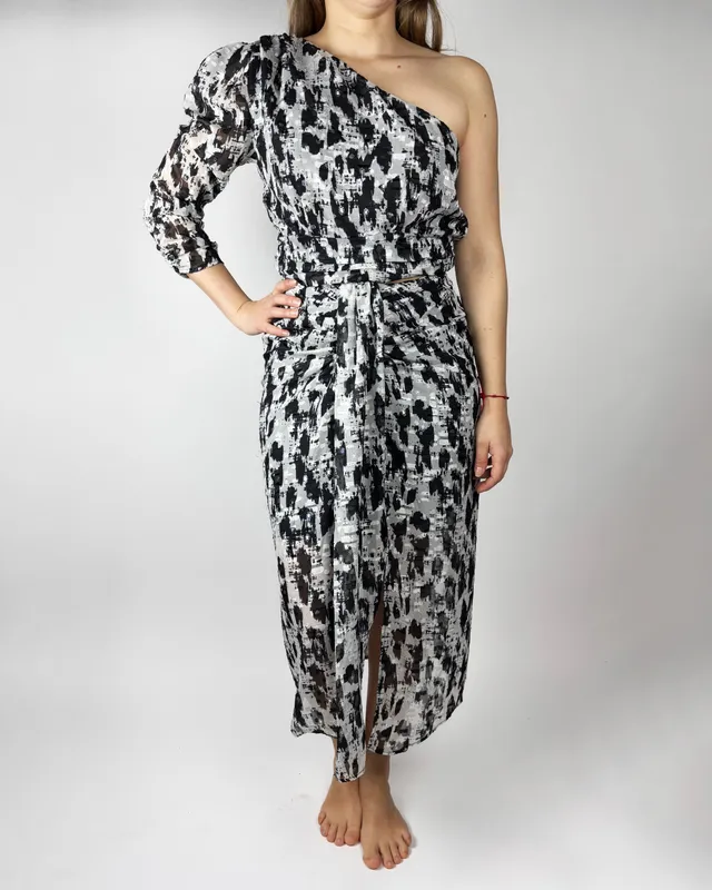 Pollera gris negra mango