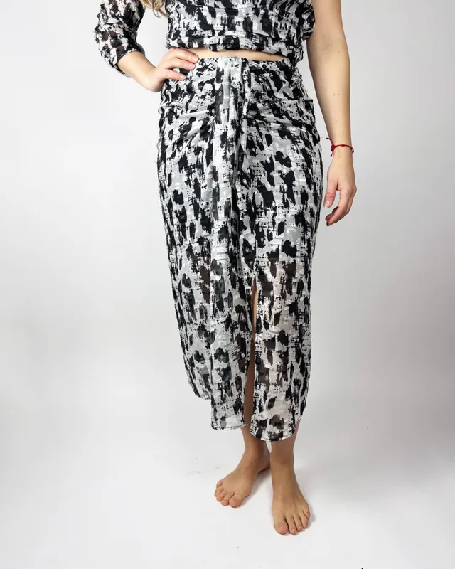 Pollera gris negra mango