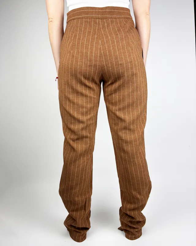 Pantalon marron rayas zara