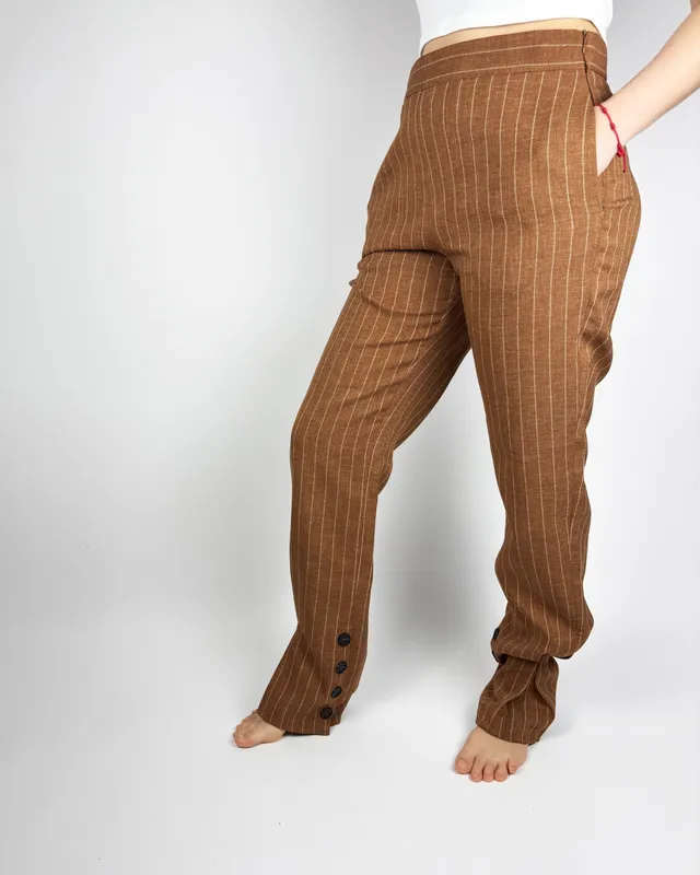 Pantalon marron rayas zara