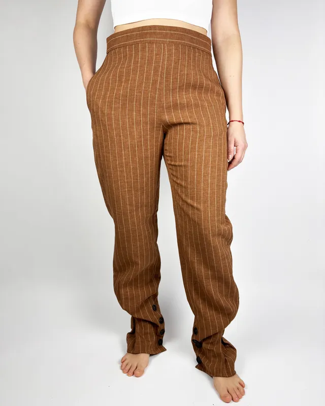 Pantalon marron rayas zara