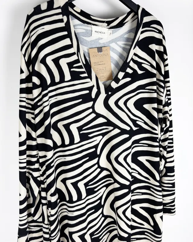 Vestido tejido beige y negro magnolia