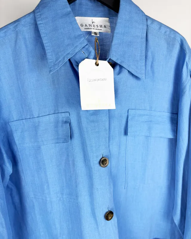 Camisa tipo lino azul ganesha