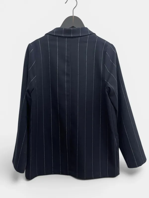 Blazer azul marino raya plateada forro estampado please