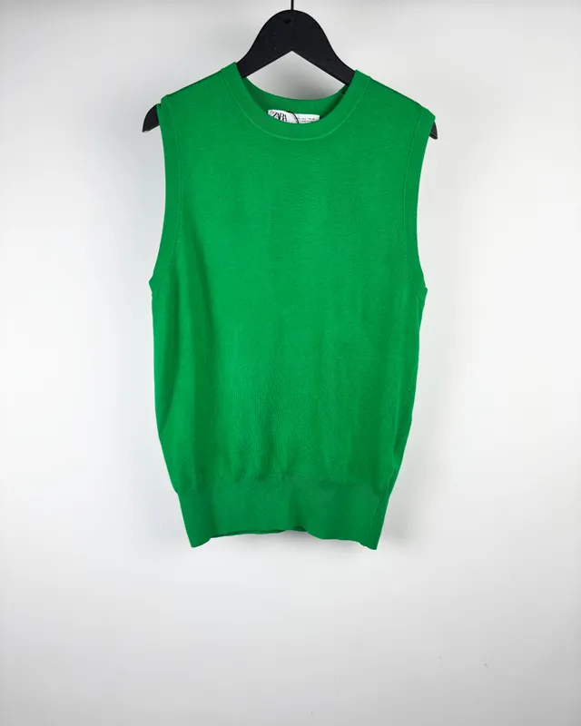 Chaleco tejido verde zara