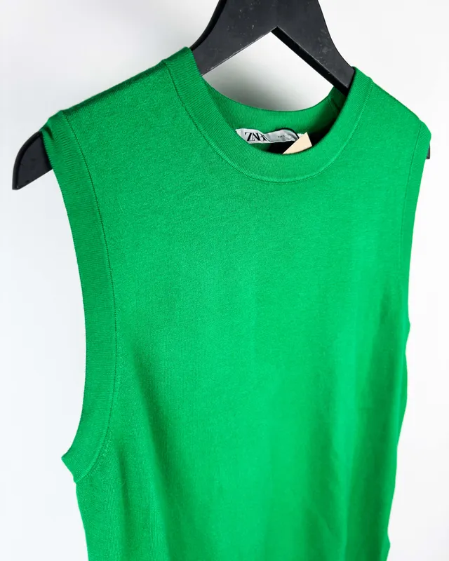 Chaleco tejido verde zara