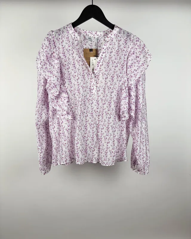 Blusa c/flores lila zara
