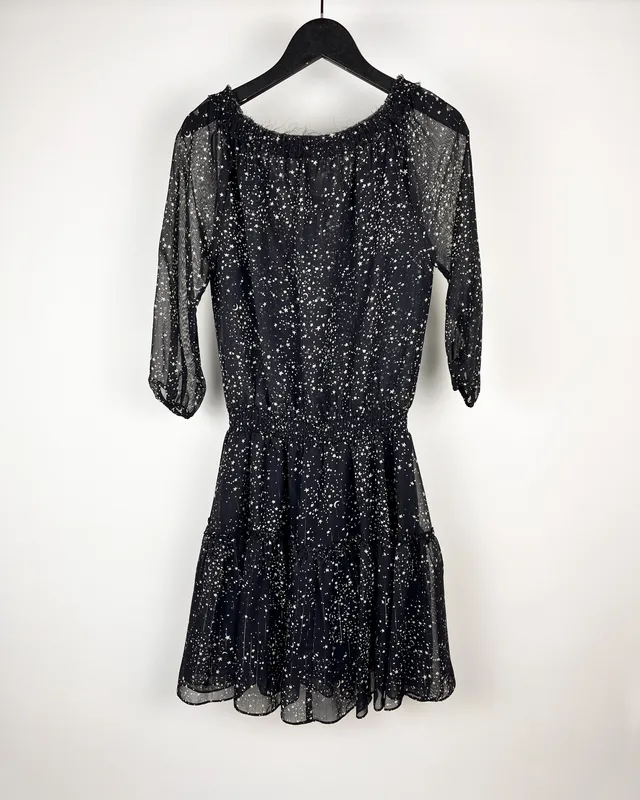 Vestido negro estampado rapsodia