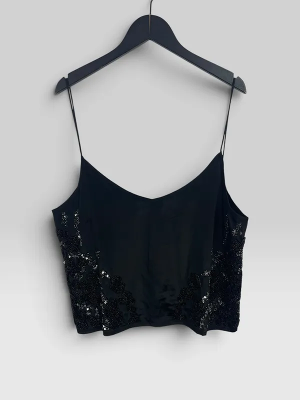 Musculosa lentejuelas negra kosiuko
