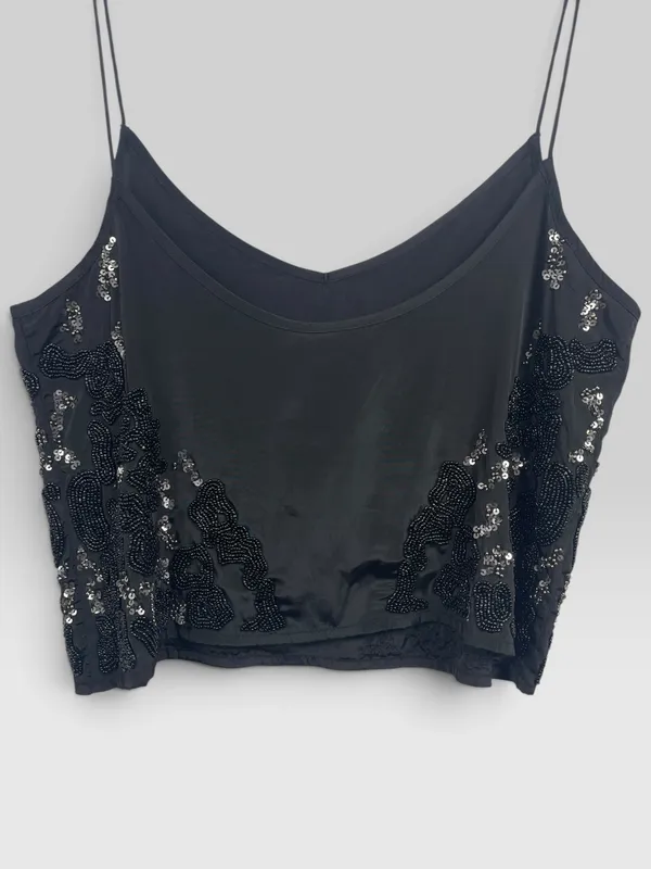 Musculosa lentejuelas negra kosiuko