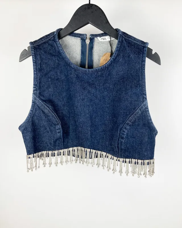 Top de jean azul c/strass zara