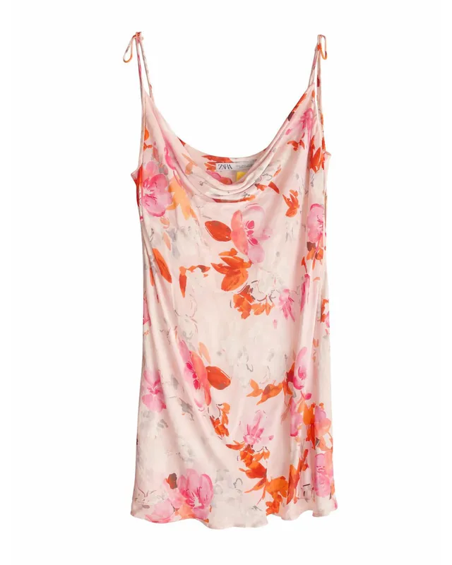 Vestido saten estampado corto zara