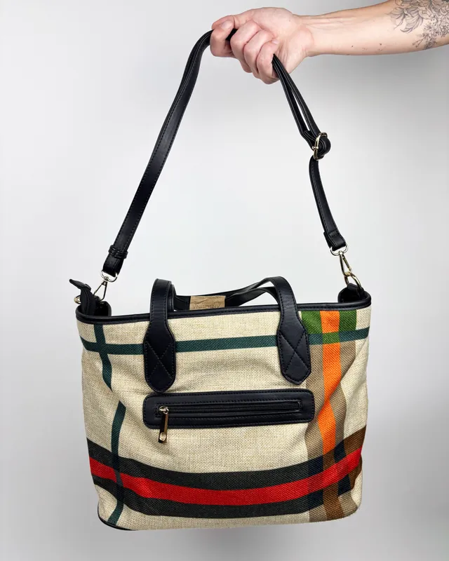 Cartera beige verde negra