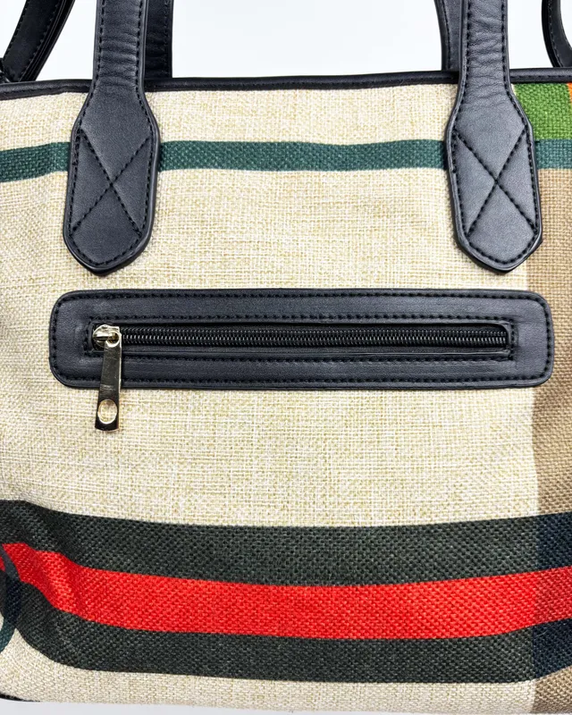 Cartera beige verde negra