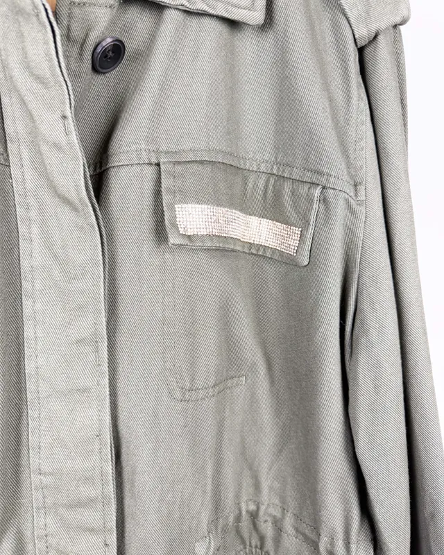 Campera verde militar c/strass zara