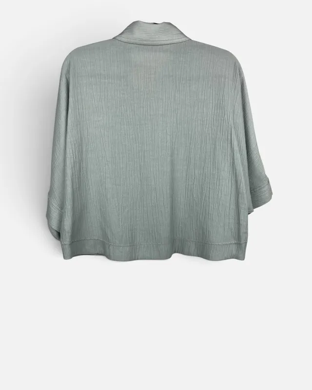Camisa corta verde agua zara