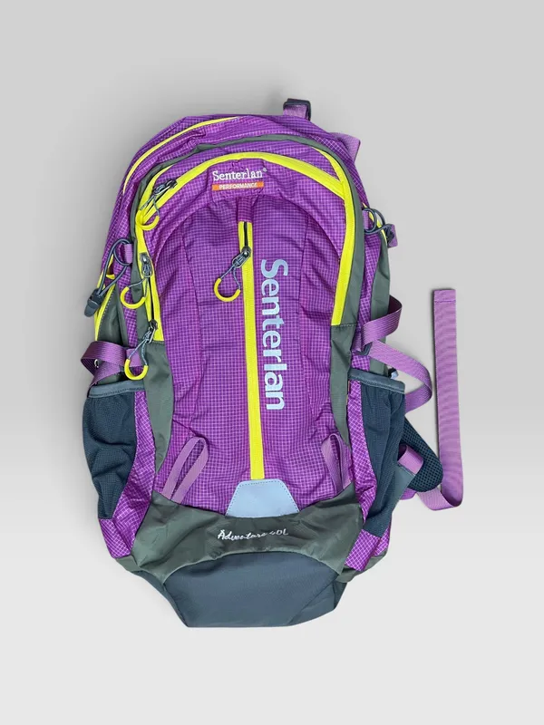 Mochila deportiva violeta gris y amarillo senterland
