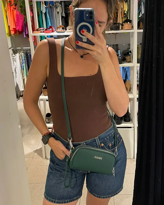 Cartera bandolera verde peach