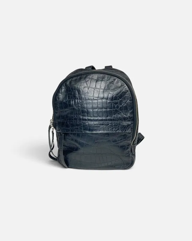 Mochila negra de cuero muss