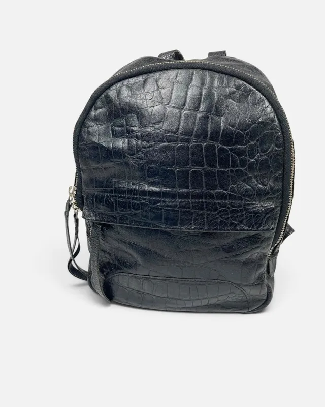 Mochila negra de cuero muss
