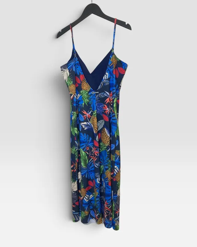 Vestido bf azul c/flores carmen steffens