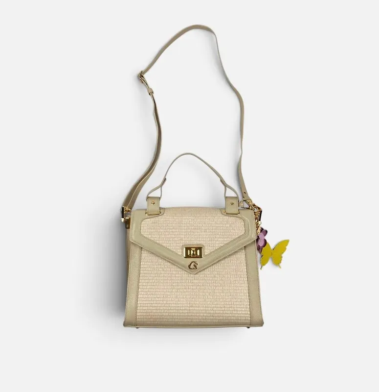 Cartera cruda grande c/mariposas carmen steffan