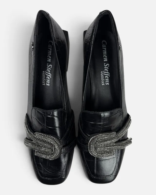 Mocasines negro c/cadena carmen steffen